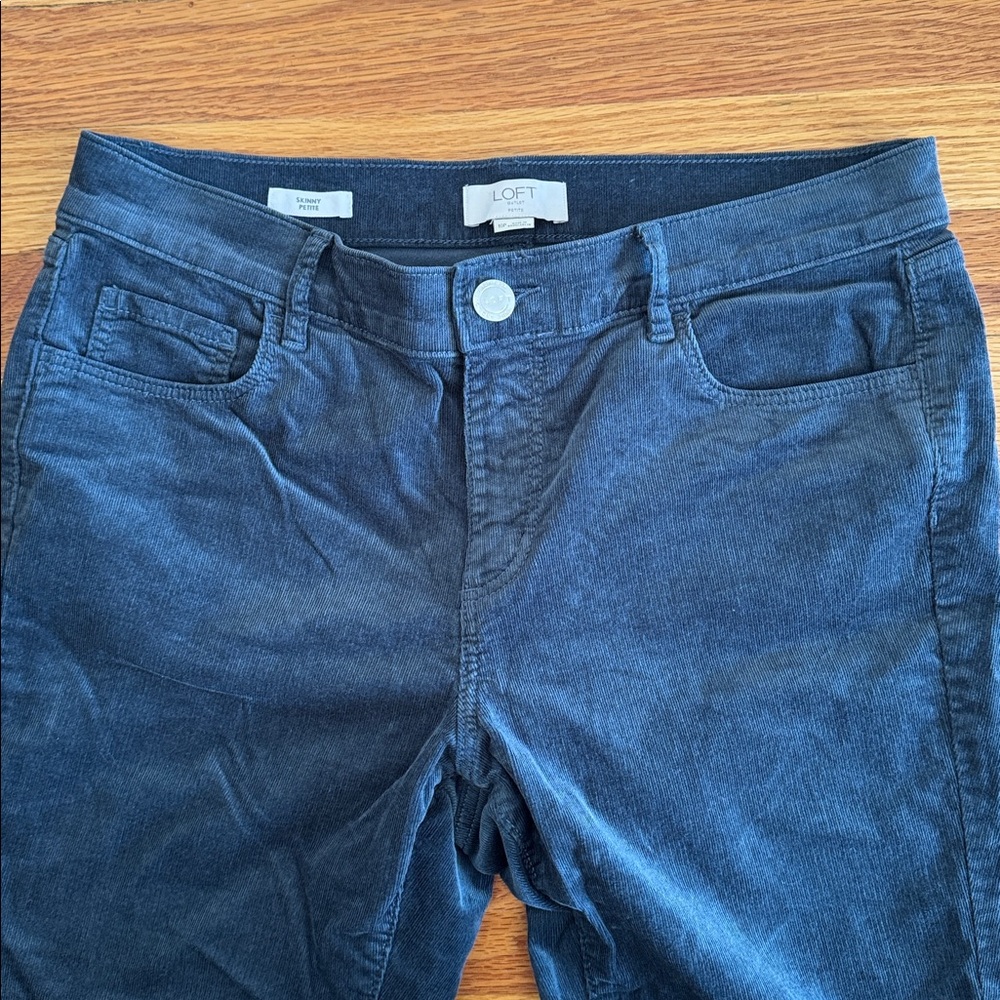 LOFT Dark Blue Gray Corduroy Skinny Petite Pants 10P - Picture 4 of 5